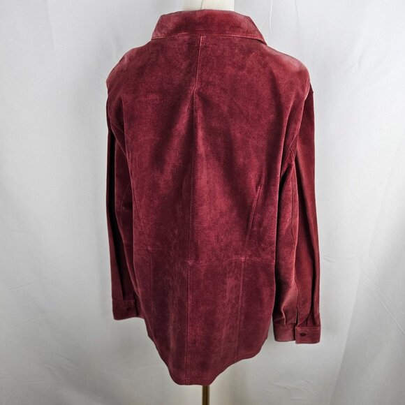 Bernardo Nordstrom Suede Washable Leather Jacket Size 1X Burgundy NWT Flaw - Picture 5 of 12